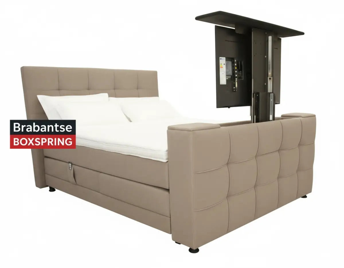 Boxspring met TV-lift - Beige