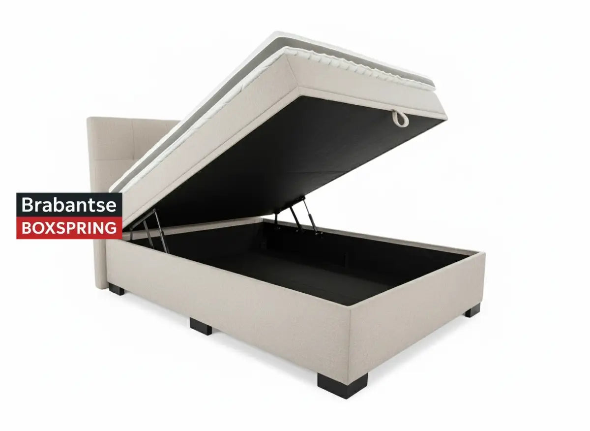 Boxspring met Opbergruimte - Vlak Hoofdbord